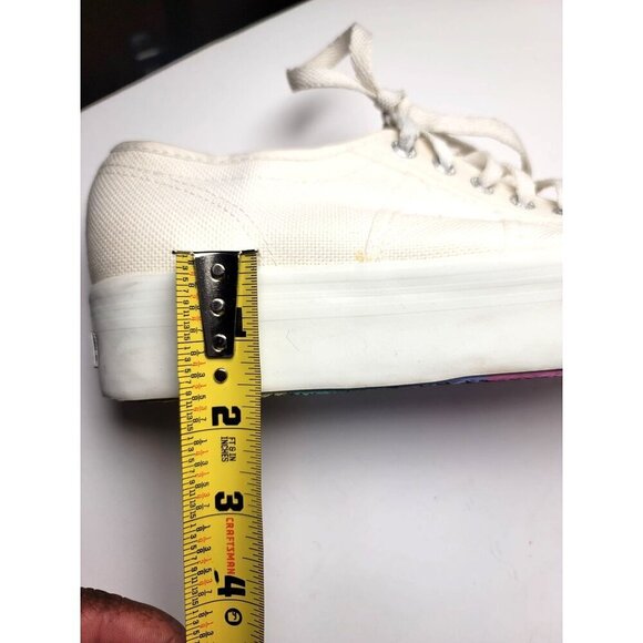 Superga Unisex White Canvas Platform Sneakers Lace-Up Casual Shoes Size M6/ W 7. - Picture 10 of 13